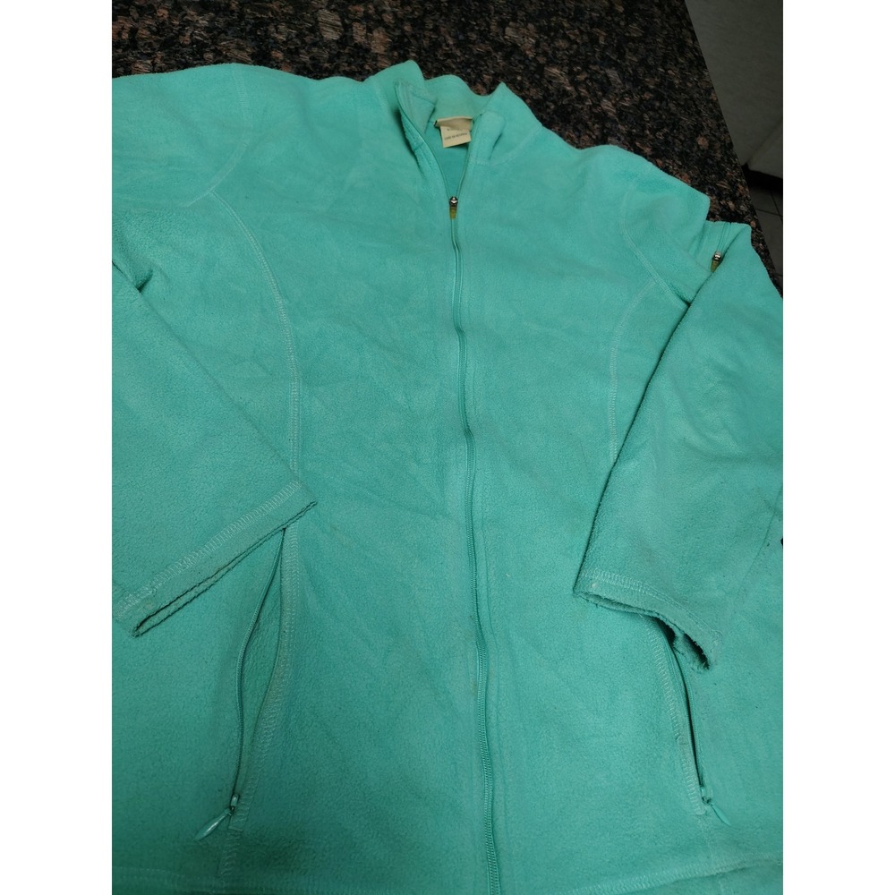 LL Bean Womens Fleece Full Zip Jacket Seafoam Green Mock Neck M-Reg vintage - Picture 4 of 6